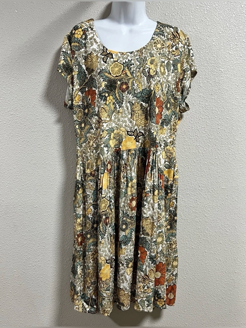 Peruvian Connection Womens Akiko Beeswax Short Streatchy Short Sleeve Dress XL - Picture 6 of 14